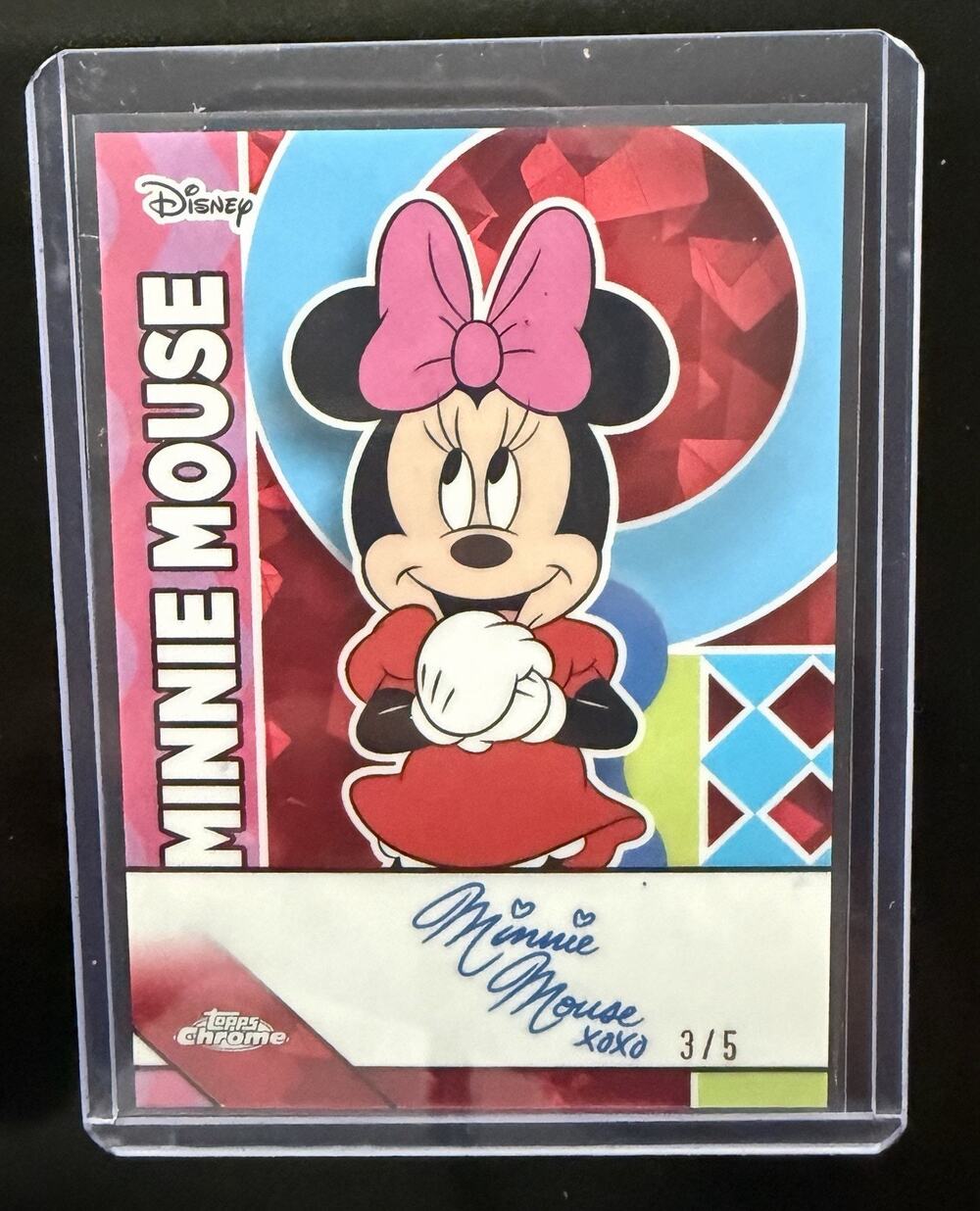 Minnie Mouse /5 Red Facsimile Autograph Card FA-12 Topps Chrome Disney Sapphire